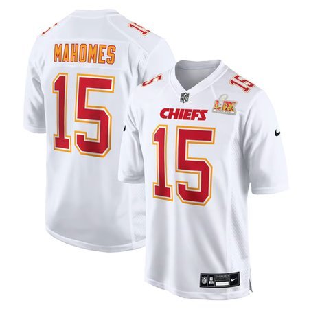 Men's Kansas City Chiefs #15 Patrick Mahomes Tundra White Super Bowl LIX Fashion Game Jersey